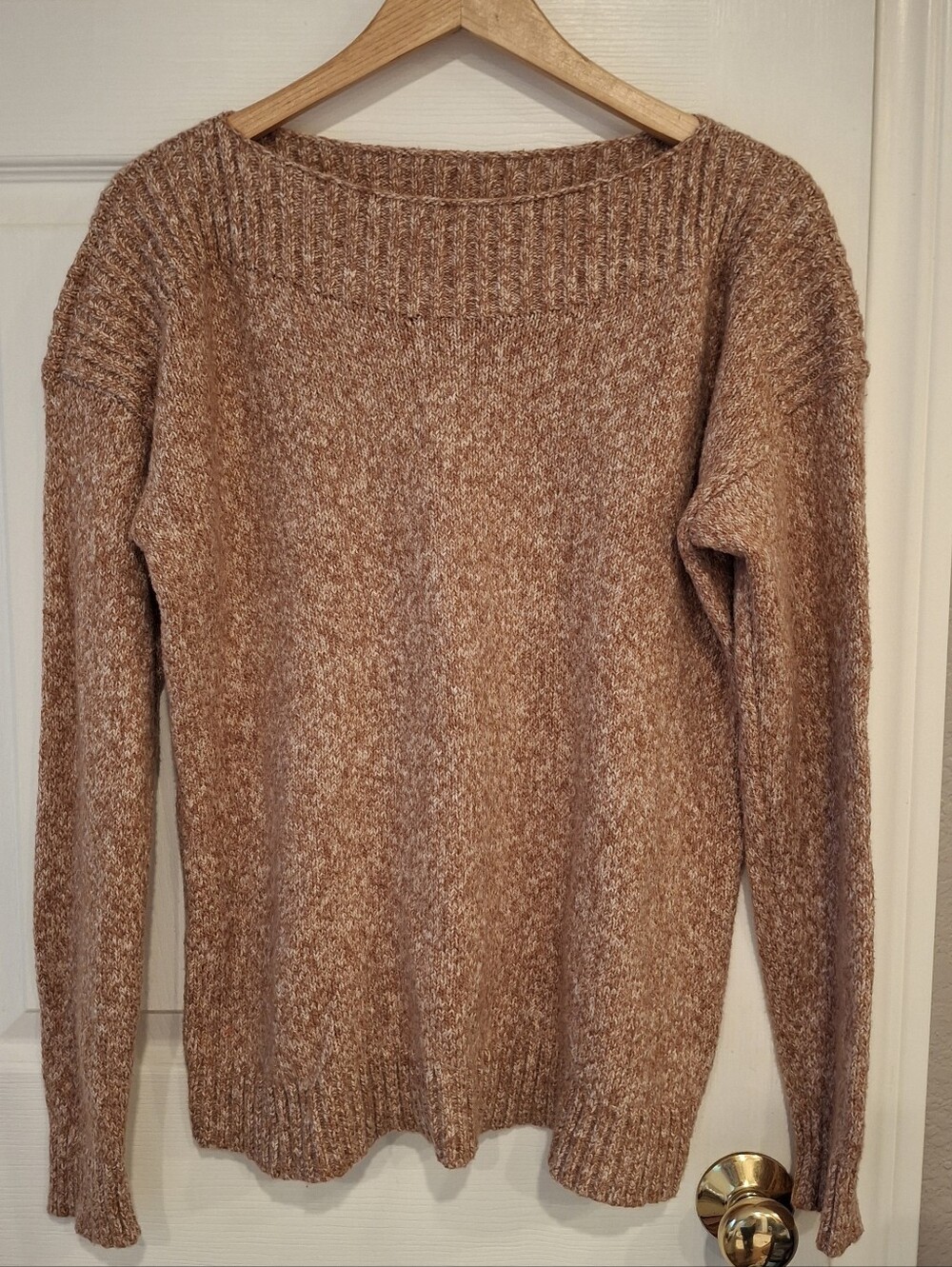 J. Jill Marled Rib Stitched Sweater Bronze/Barley Color, Cotton Blend Soft Sz M